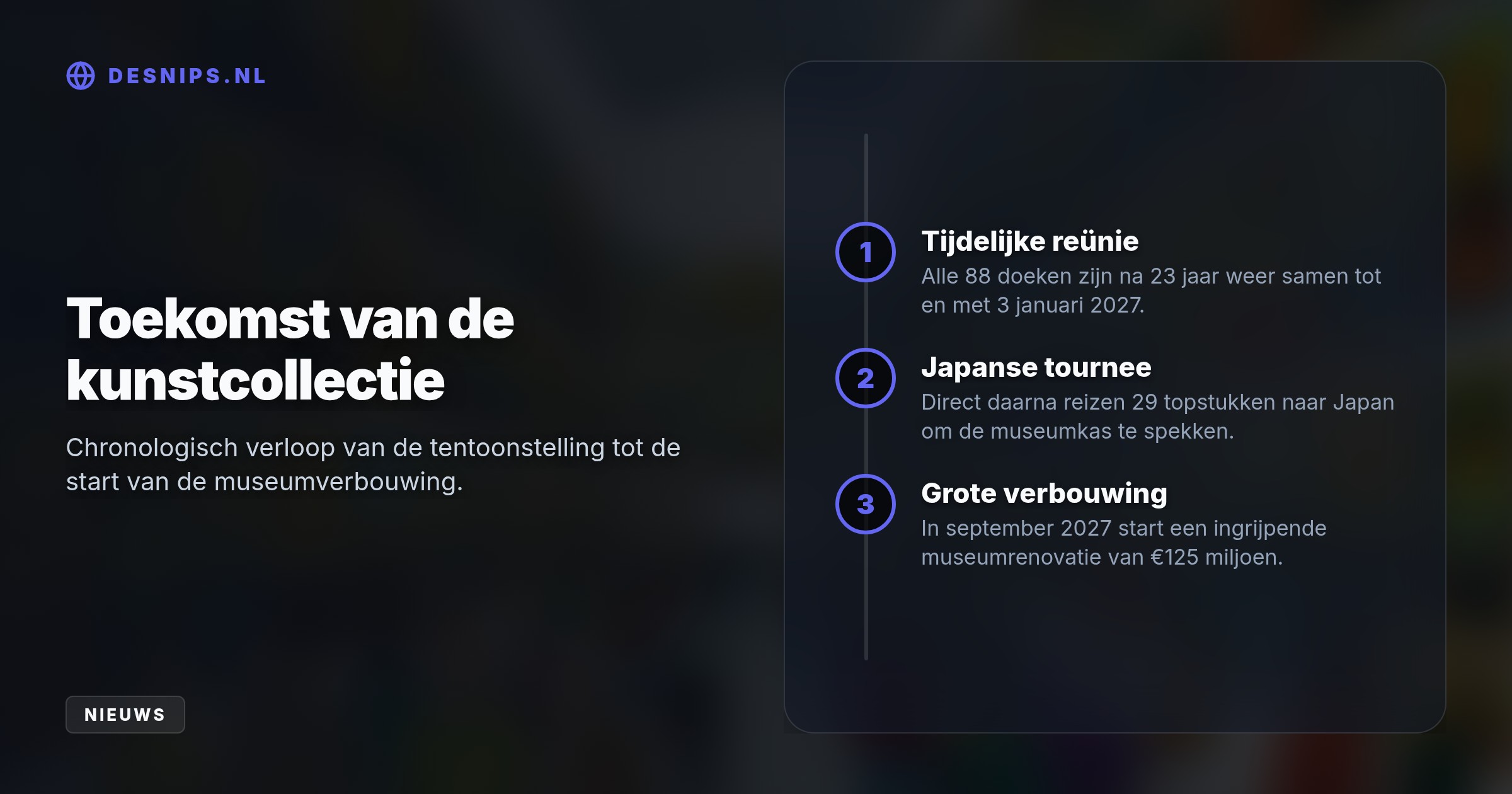 De unieke Veluwse tentoonstelling toont de complete collectie rond de thema's geloof, hoop en liefde. Na 3 januari vertrekt een deel direct naar Japan.