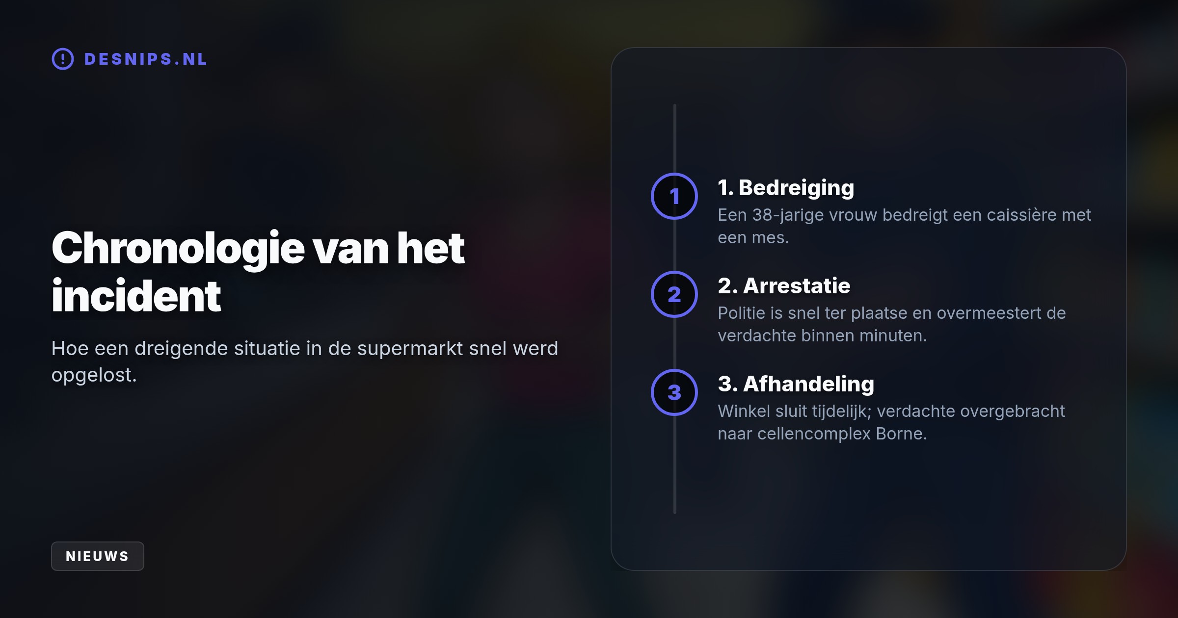 De 38-jarige vrouw vertoonde onbegrepen gedrag en bedreigde de caissière aan de Oude Molenweg. De supermarkt is daarna direct tijdelijk gesloten voor personeel.