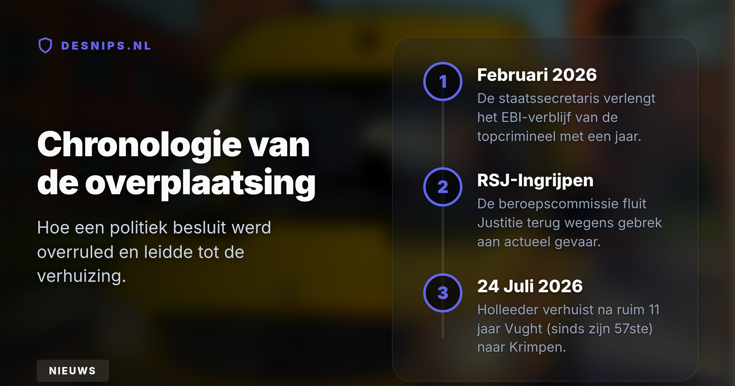 De RSJ noemde zijn EBI-verlenging onredelijk door gebrek aan actueel gevaar. De levenslang gestrafte crimineel is nu geplaatst op de Afdeling Intensief Toezicht.