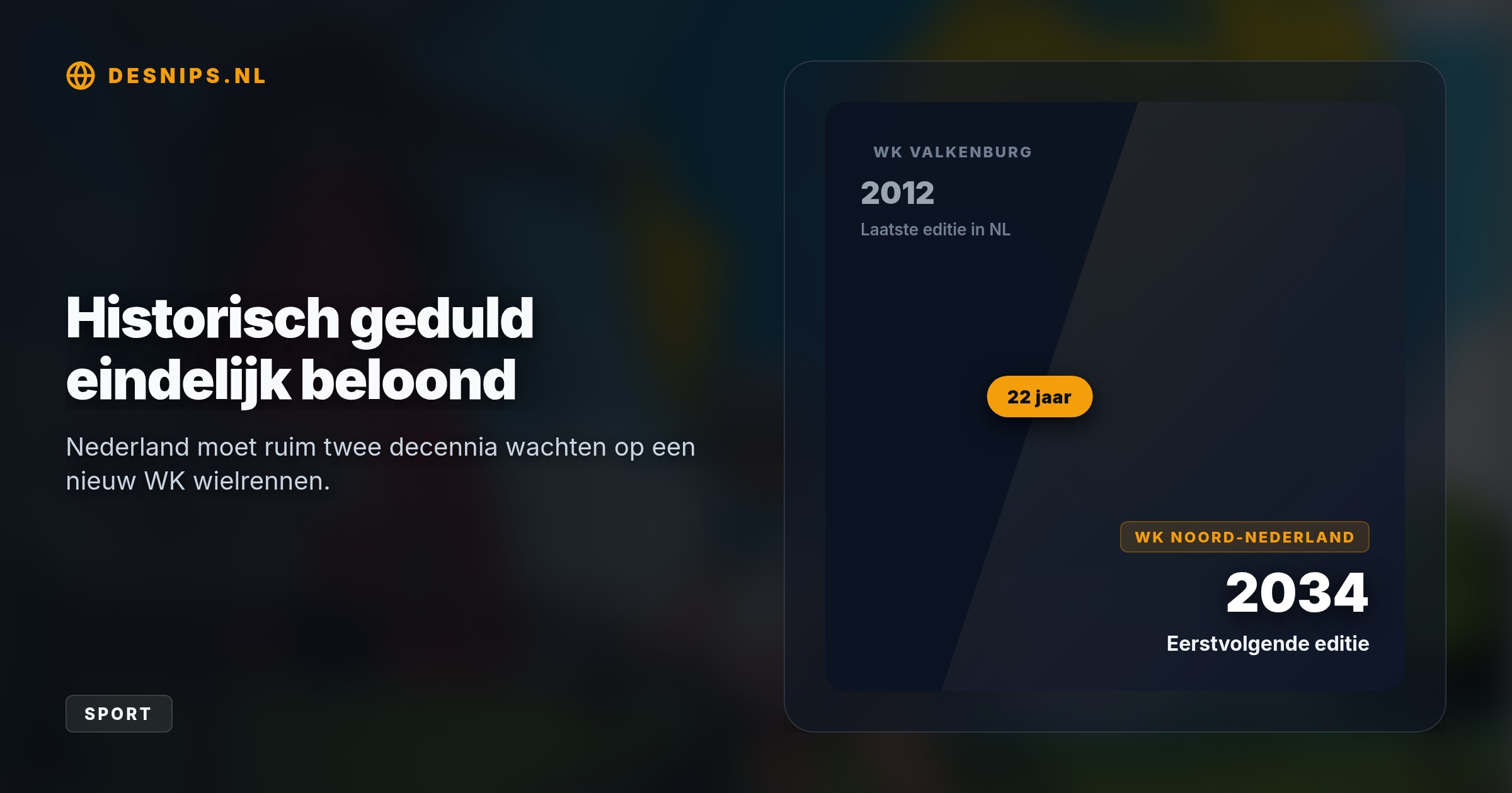 De wielerbond kiest in 2032 voor India, waardoor het Noorden na een compromis in 2034 aan de beurt is. Dit voorkomt een clash met Culturele Hoofdstad 2033.