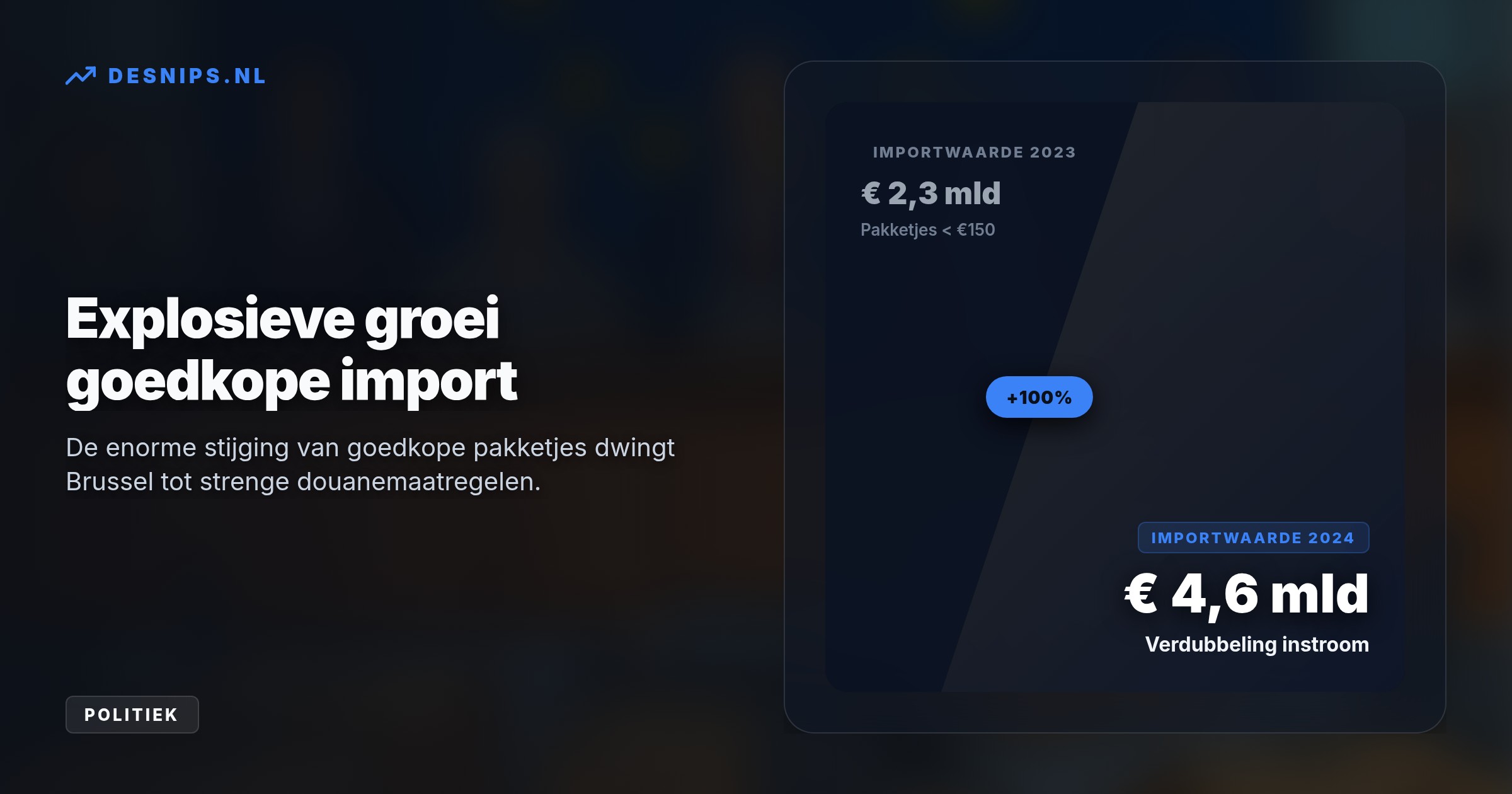 Met de nieuwe bijdrage moet de douane extra controles financieren. Dit volgt op een eerdere heffing van drie euro die de pakketstroom al halveerde.