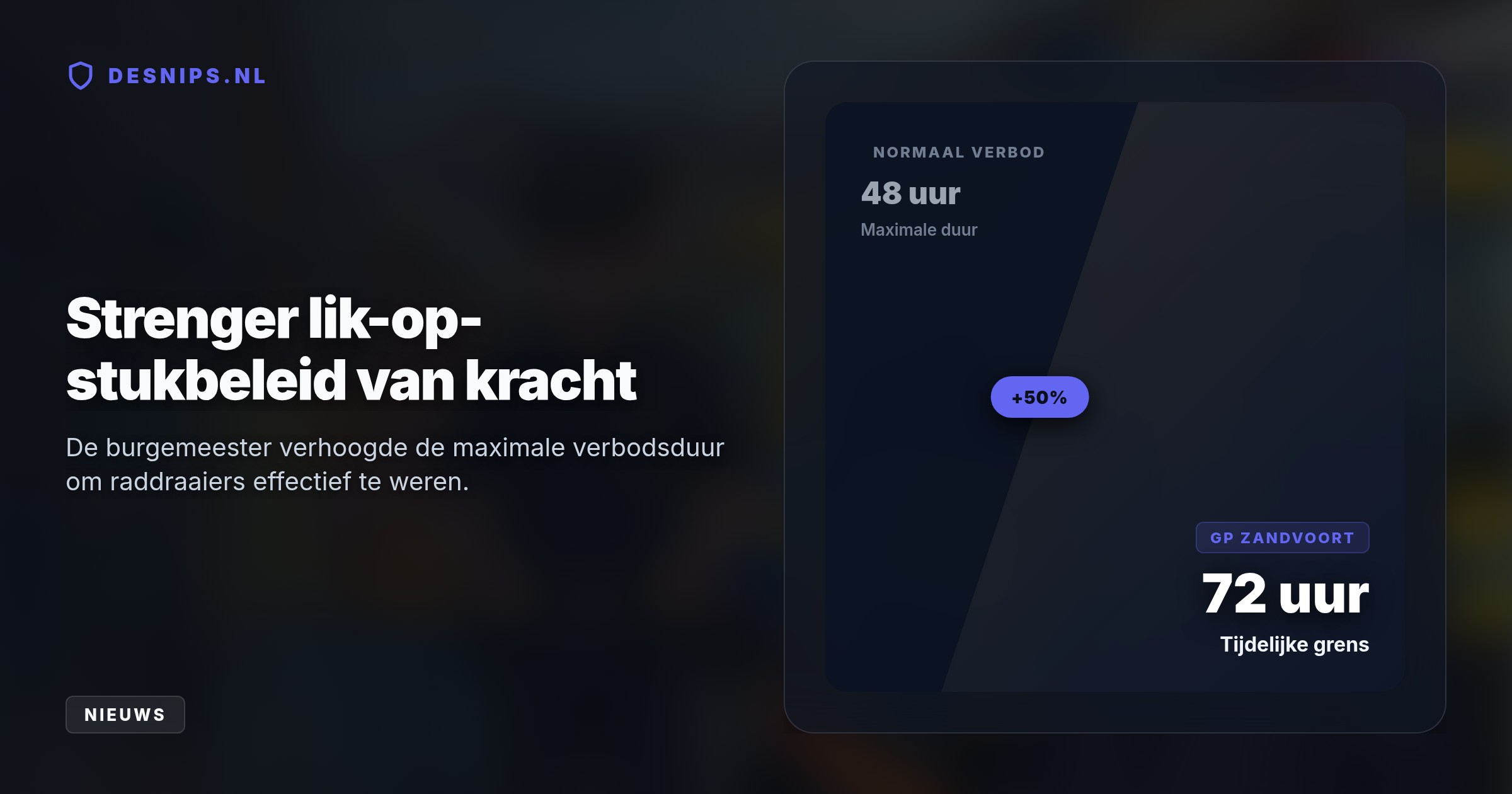 Burgemeester Moolenburgh eist overleg met de horeca en organisatie na vijftien Halt-verwijzingen voor laveloze tieners en elf arrestaties rond het circuit.