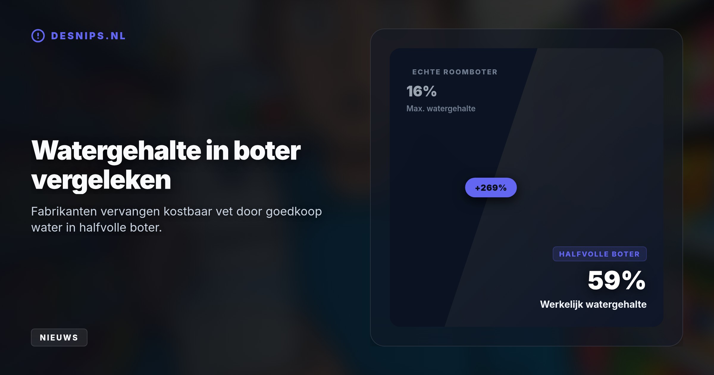 Onbewerkte melk bevat 4,5% vet, maar halfvolle melk slechts 1,5%. De industrie roomt het resterende vet af voor dure roomboter, wat volgens EU-regels gewoon mag.