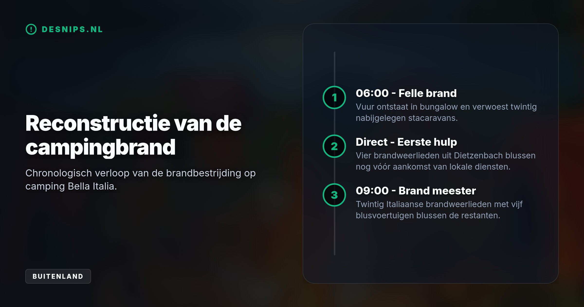 Op de populaire camping Bella Italia aan het Gardameer brak zondagochtend vroeg een verwoestende brand uit. Duitse brandweerlieden op vakantie grepen direct in en hielpen erger te voorkomen.