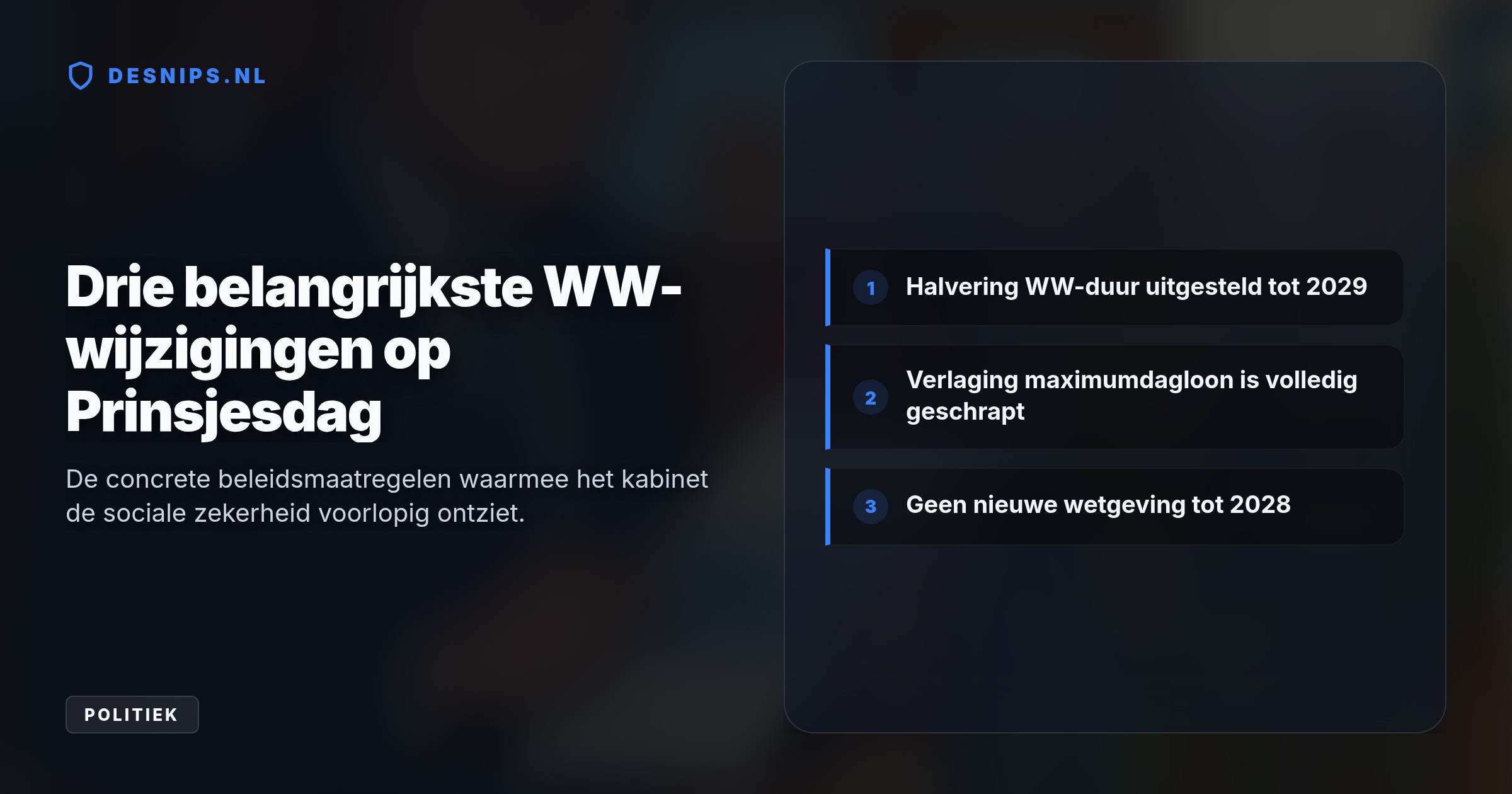 Door de halvering van de WW-duur uit te stellen naar 2029 en het maximumdagloon te behouden, wil het kabinet kwetsbare ouderen ontzien en de vakbonden weer aan tafel krijgen.