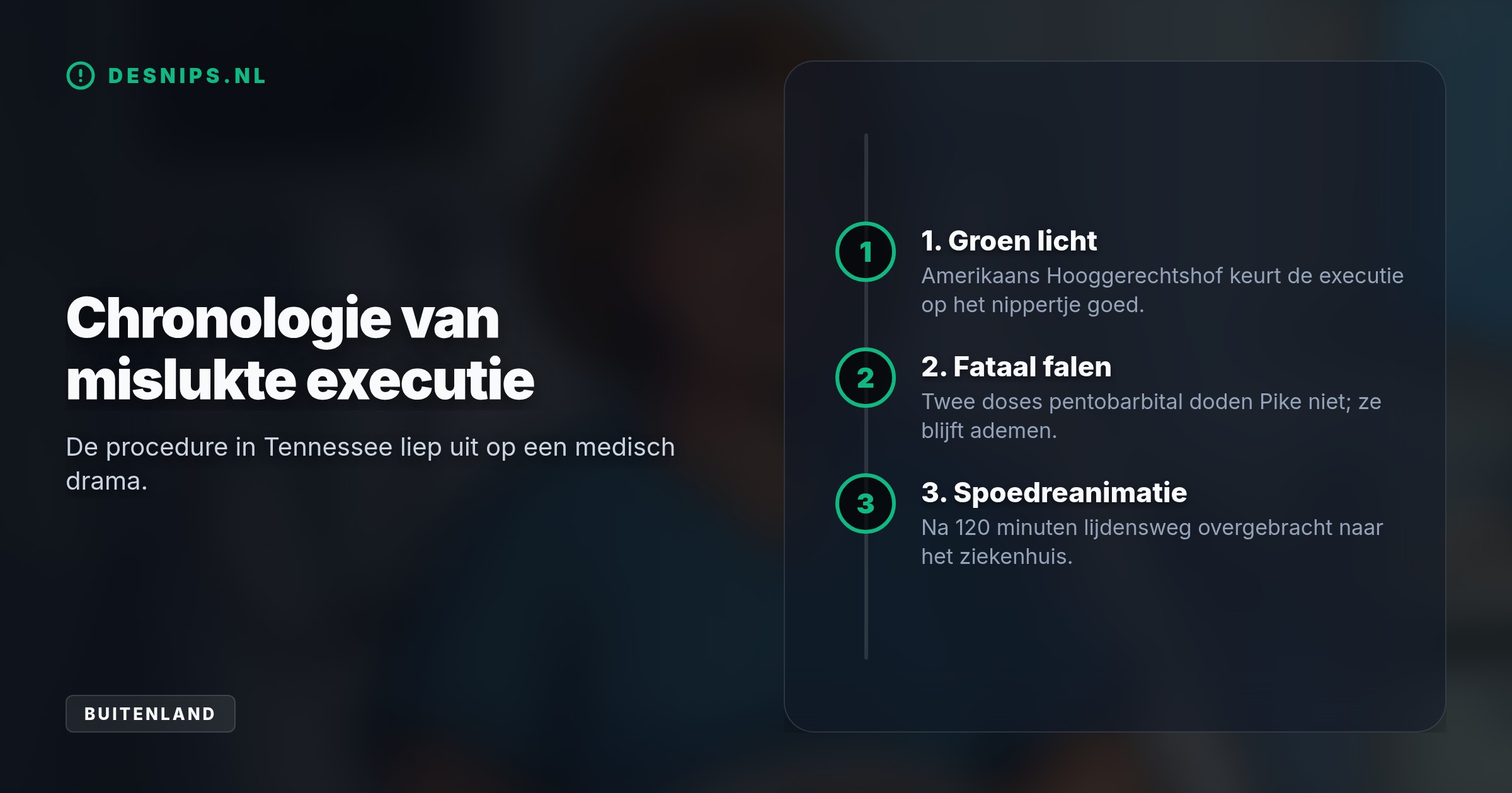 Na twee doses pentobarbital bleef de ter dood veroordeelde Pike ademen en praten. De executie werd na twee uur gestaakt, waarna ze met spoed naar het ziekenhuis is gebracht.