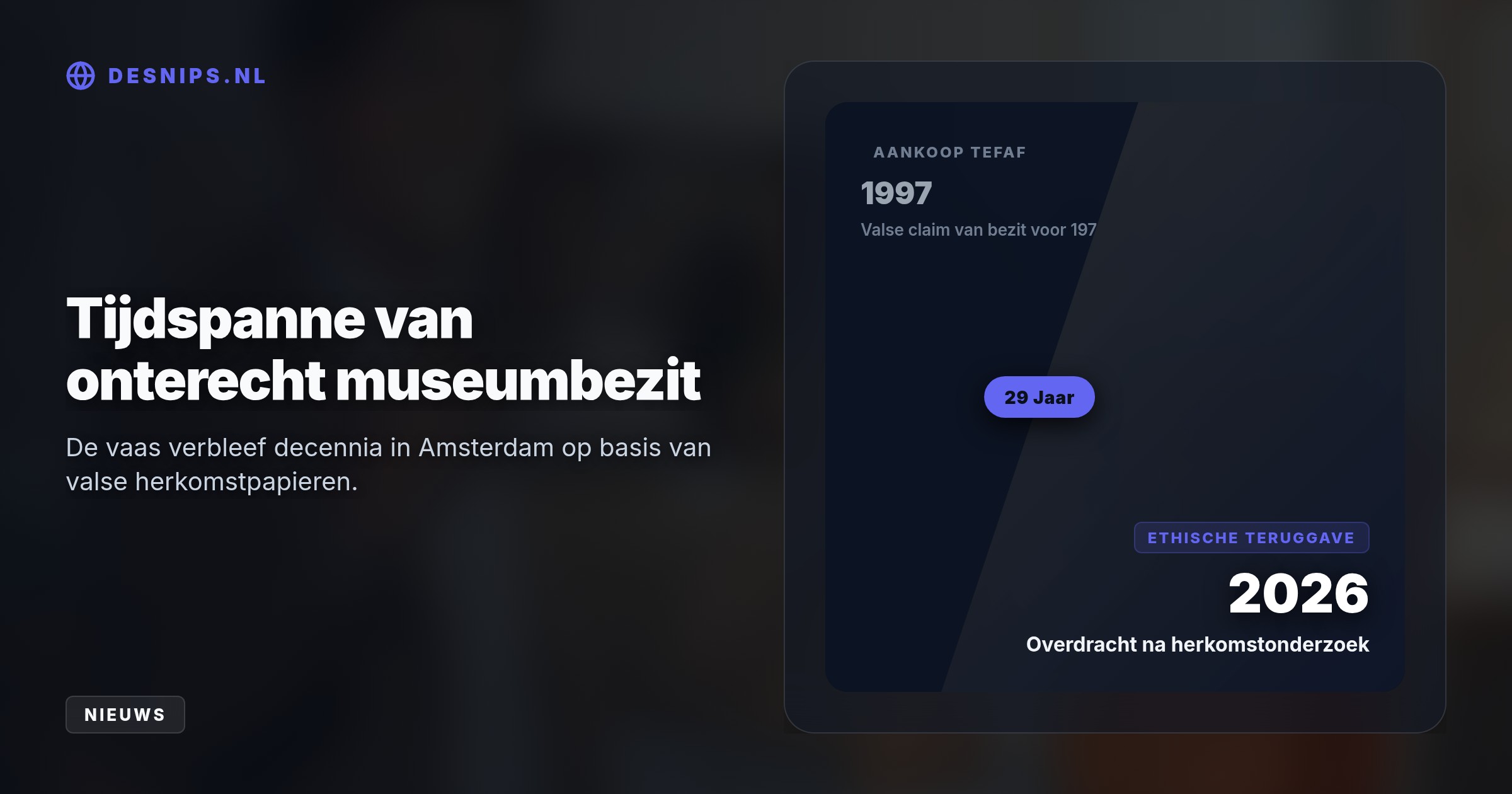 Een trouwfoto uit 1976 bewees dat de Centuripe pyxis pas na 1976 illegaal is opgegraven. Hoewel juridisch niet verplicht, kiest het museum nu ethisch voor herstel.